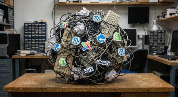 all the major CMSes on a table and tangled up